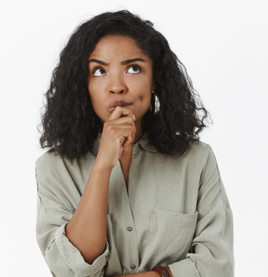 girl thinking to make up excuses